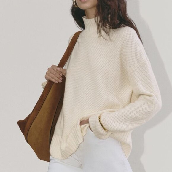 Everlane Sweaters - Everlane XS Recycled Cashmere Sweater Relaxed Fit Mock Neck Textured Minimalist